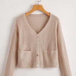 SHEIN cream front pocket cardigan